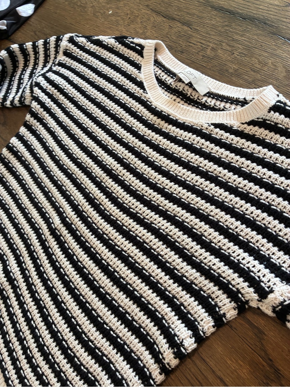 LOFT Black & White Striped Knit Sweater - Picture 3 of 5